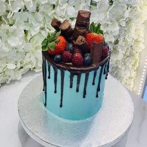 Blue Chocolate Drip Cake