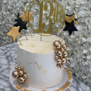13th Golden Star and Sphere Cake