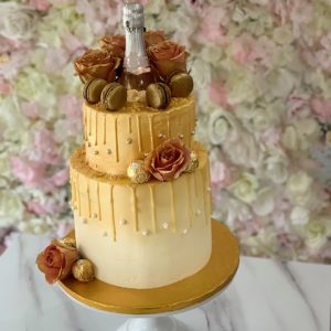 2 tier Prosecco Drip cake