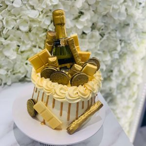 Gold Prosecco Drip Cake