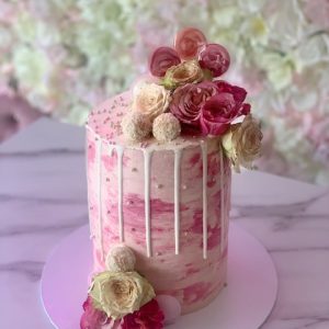 Pink Marble Drip Cake