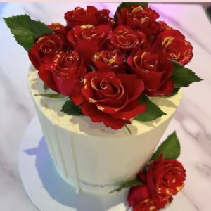 Brushed Gold Rose Drip Cake