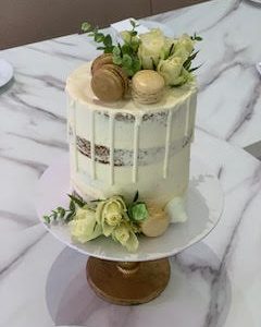 White Rose Semi Naked Cake