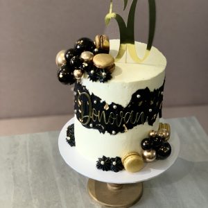 Gold and Black Buttercream Cake