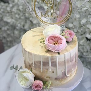Peony Buttercream Drip Cake