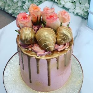 Rose Gold Pink Drip Cake