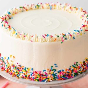 Vanilla Buttercream Sprinkle Cake