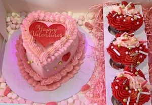 Mini Heart Cake Cupcake Duo